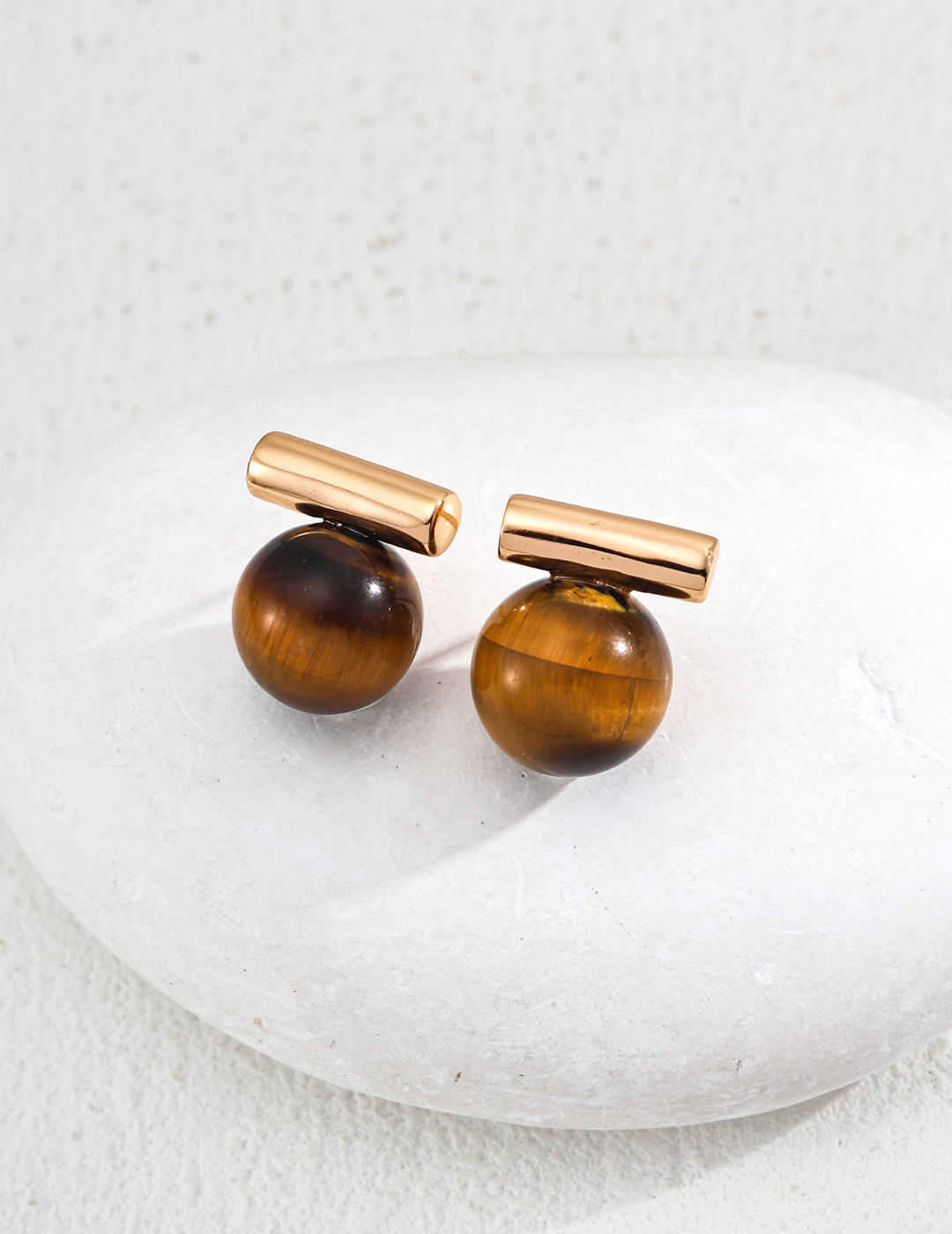 Handcrafted gemstone stud earrings with tiger eye and black onyx, elegant natural stone jewelry
