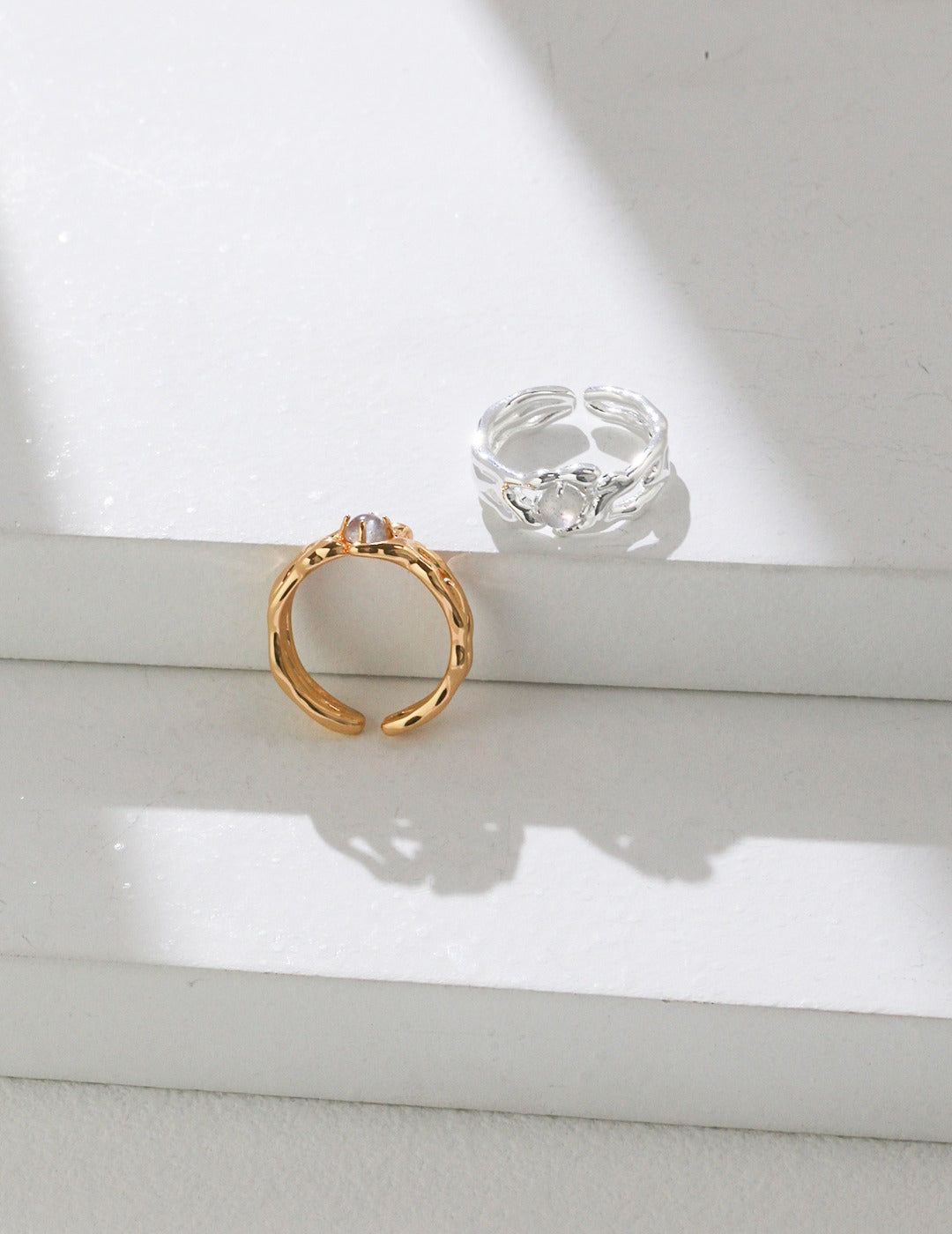 Sterling silver gray moonstone ring, authentic gemstone statement jewelry, unique gift for her, handcrafted design