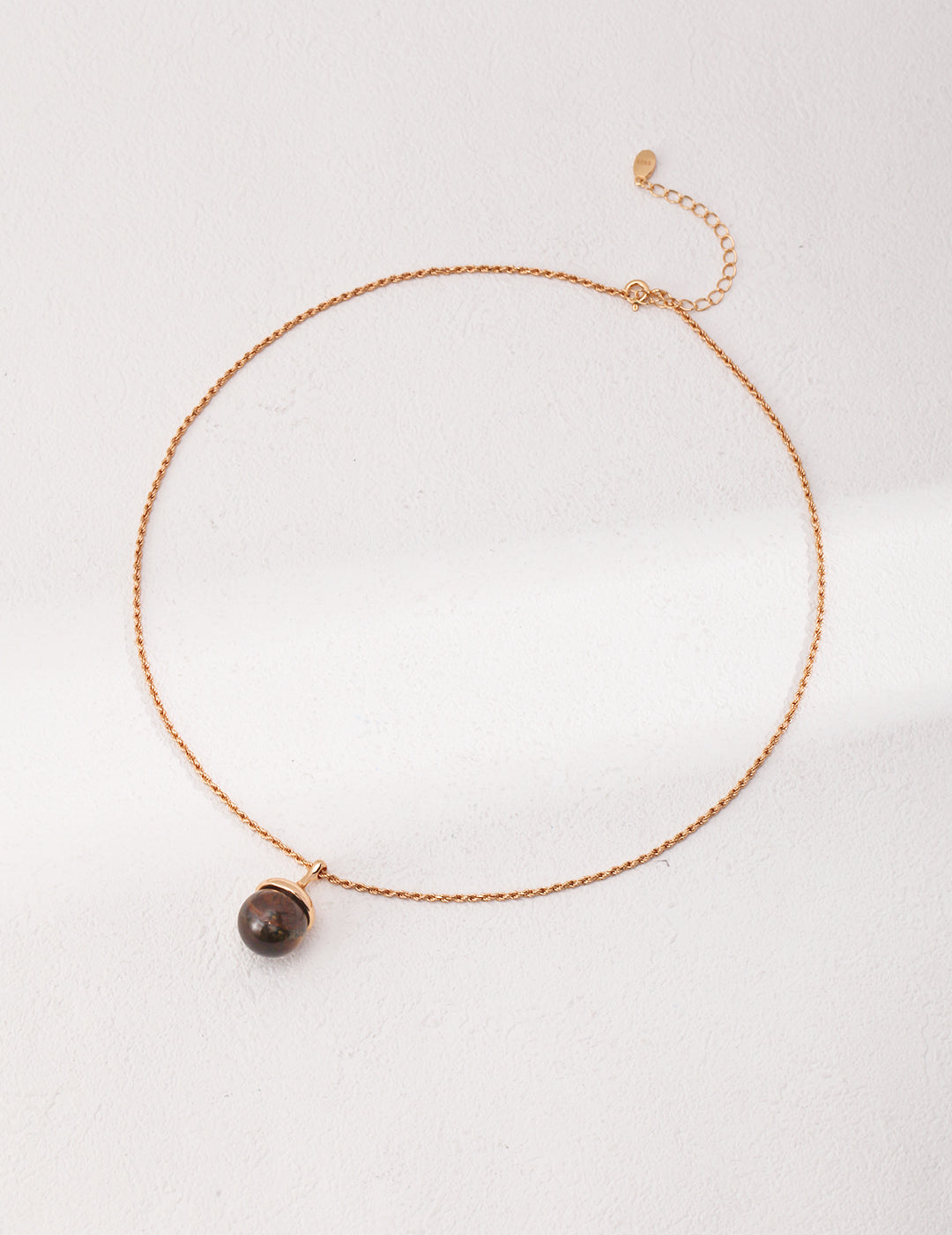 Handmade silver necklace with tiger eye and gray pearls, natural gemstone jewelry for women