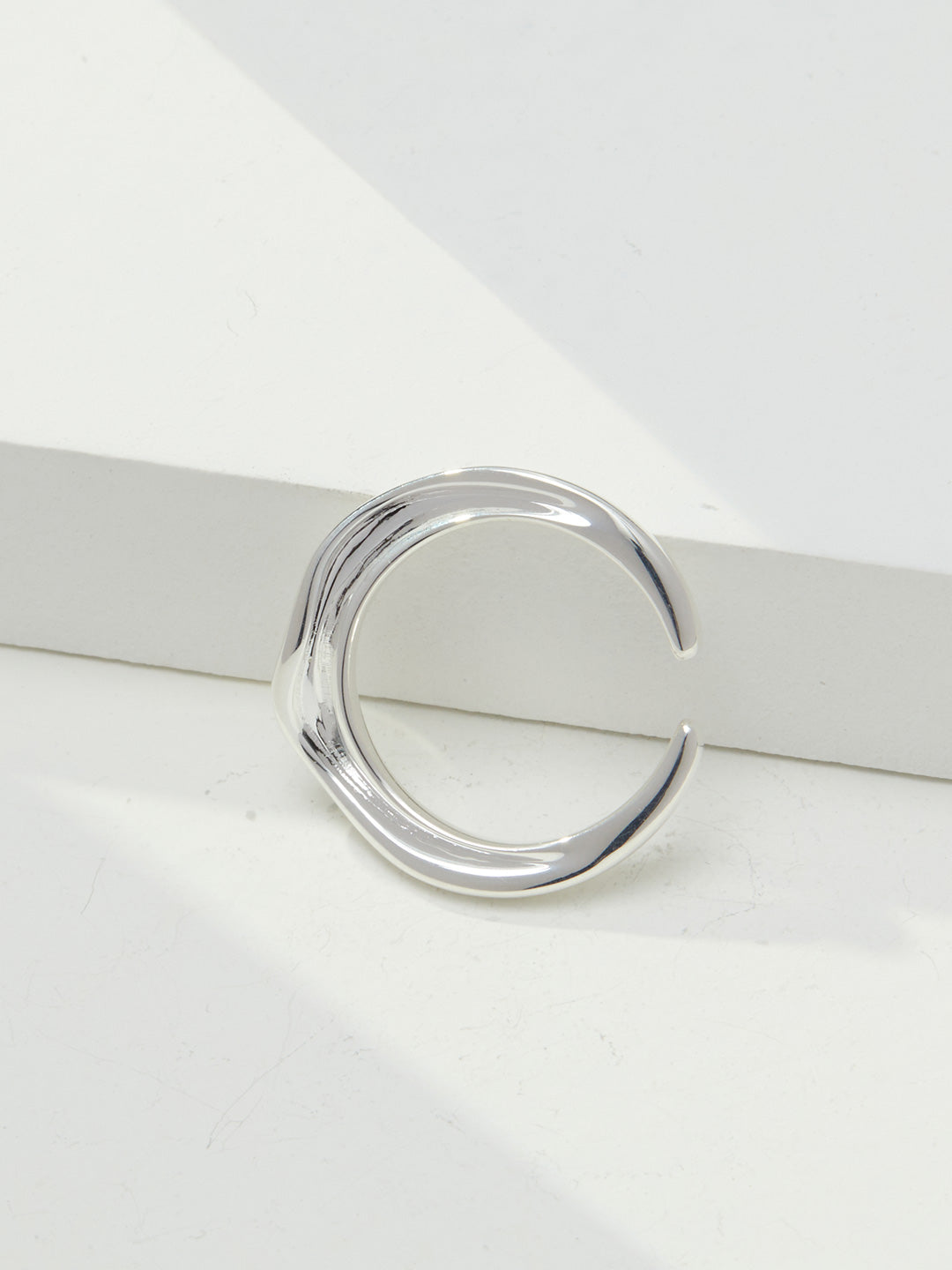 Minimalist solid silver open band ring, adjustable sterling silver jewelry for women