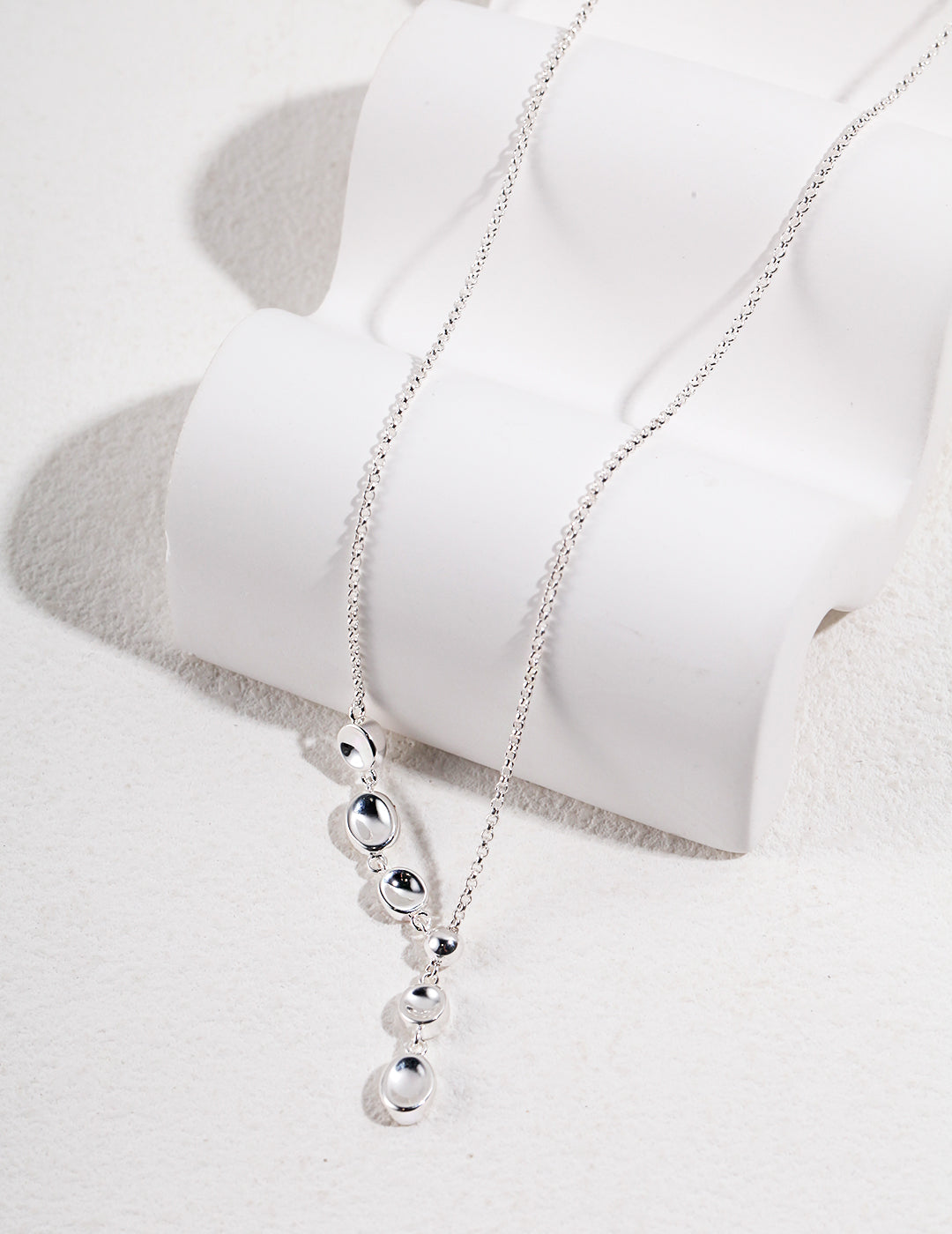 Elegant solid silver short chain choker and long chain necklace combo