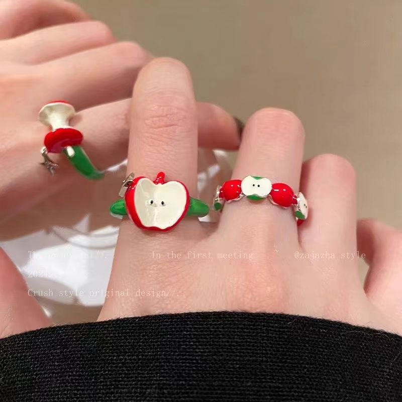 Cute Red Green Apple Ring