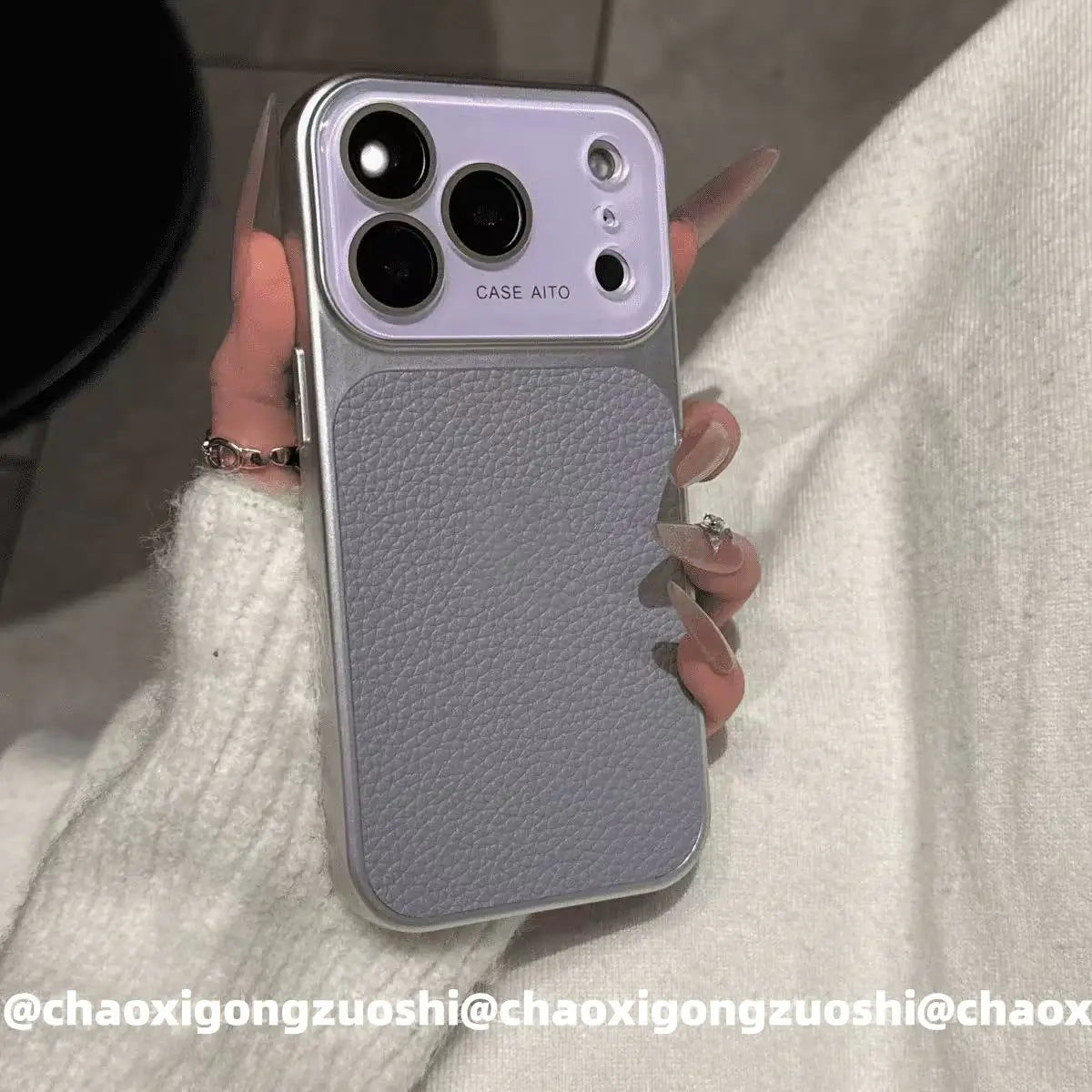 Vintage Litchi Texture Metal Frame iPhone Case