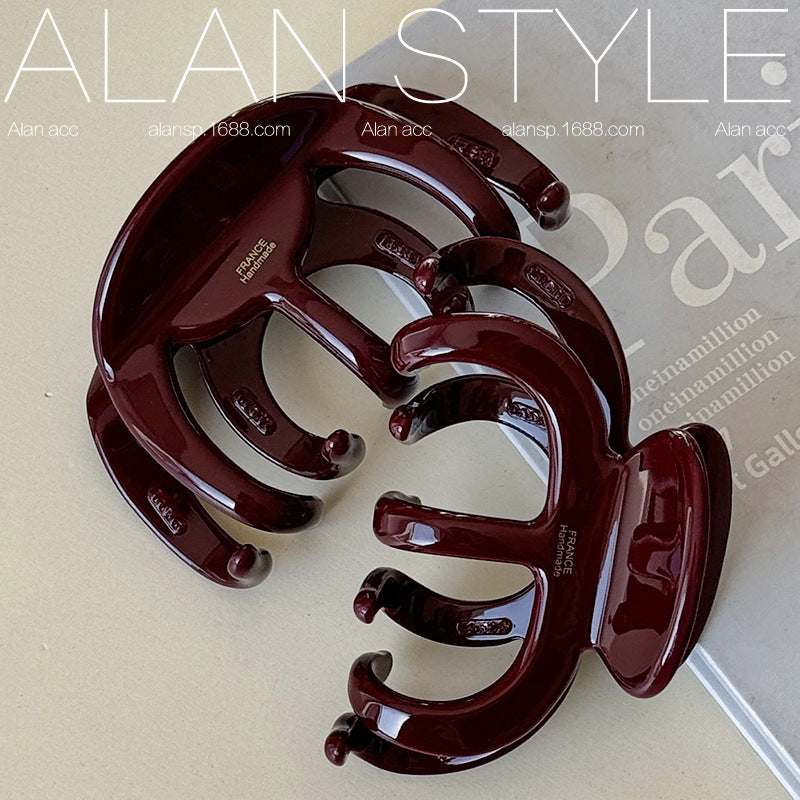 Thick Red Acetate Hair Clip
