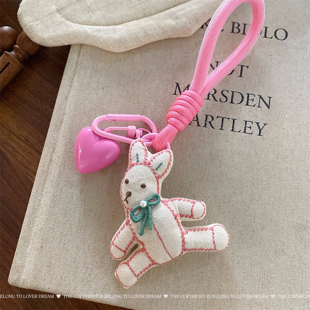 Blue Bear Heart Keychain