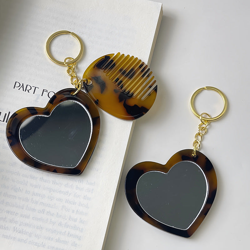 Heart Mirror & Comb Keychain