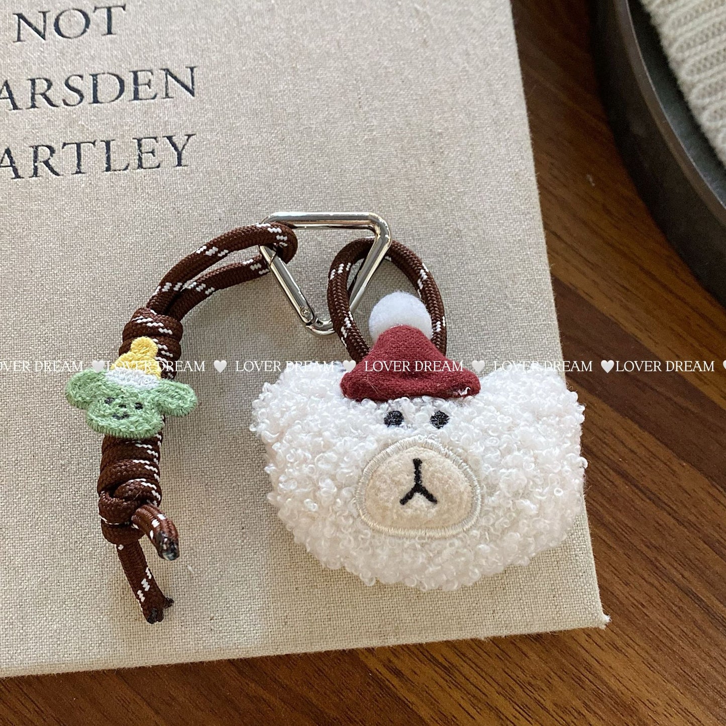 Fuzzy Bear Heart Lanyard Keychain