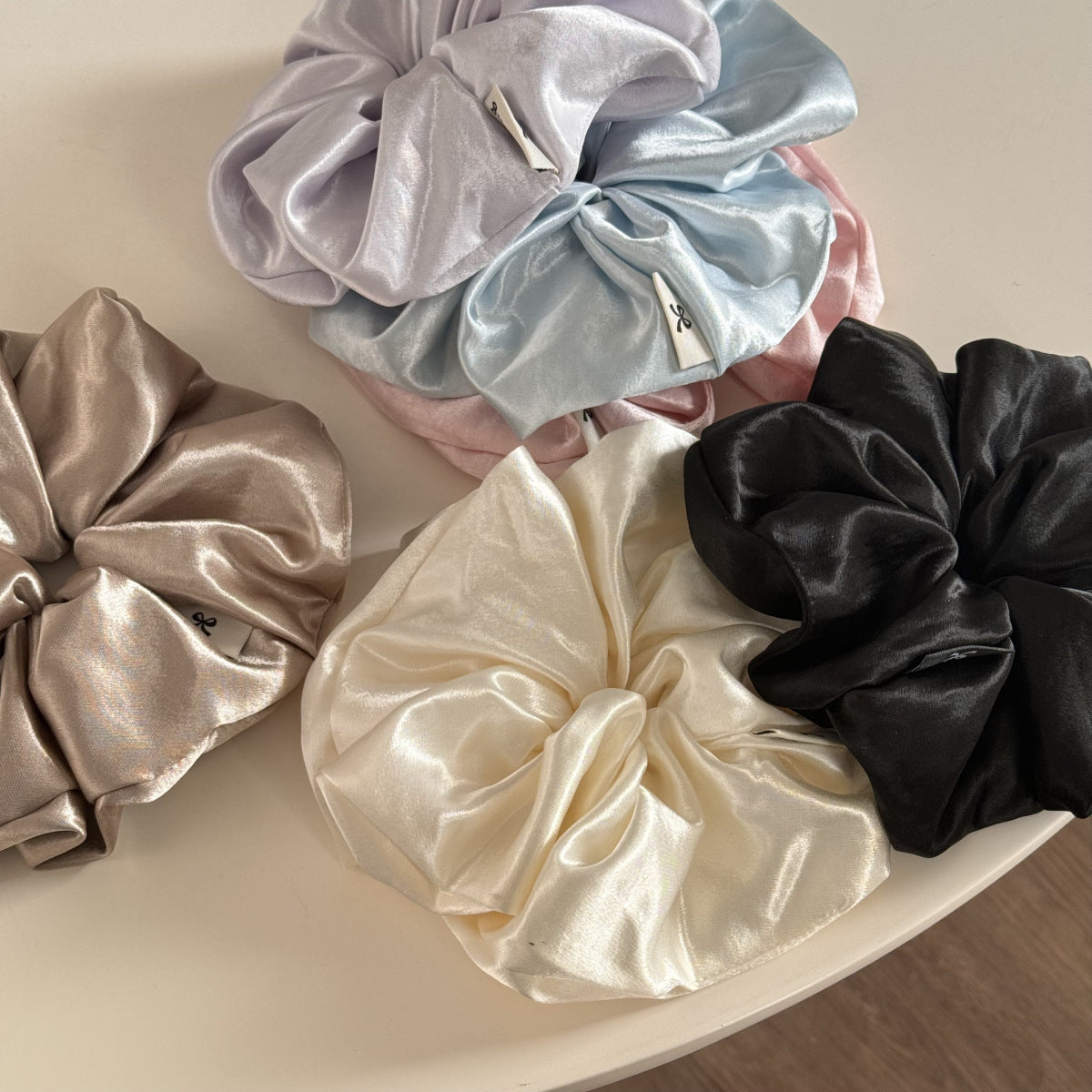 Cream Satin Oversized Scrunchie