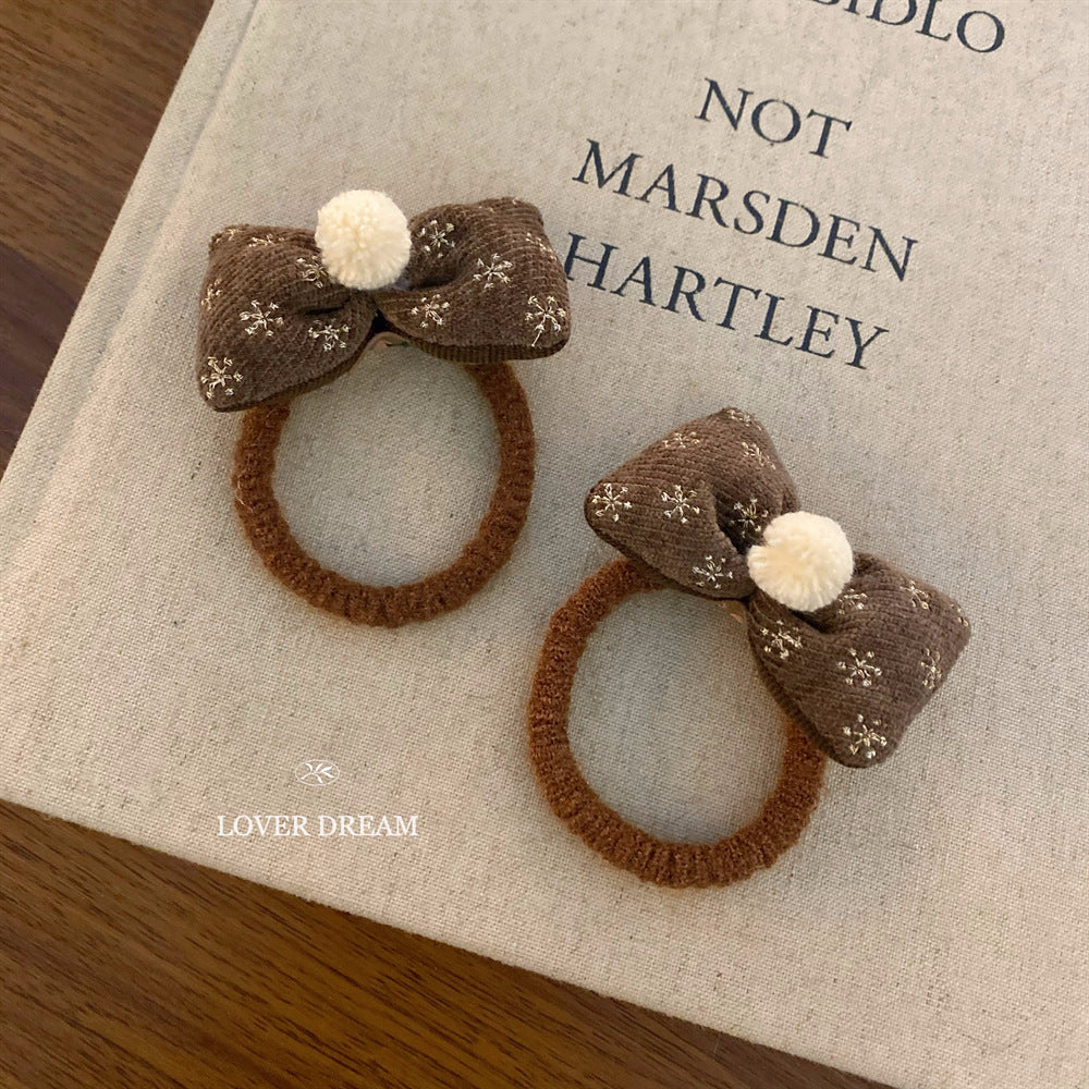 Brown Bear Bow Hair Tie