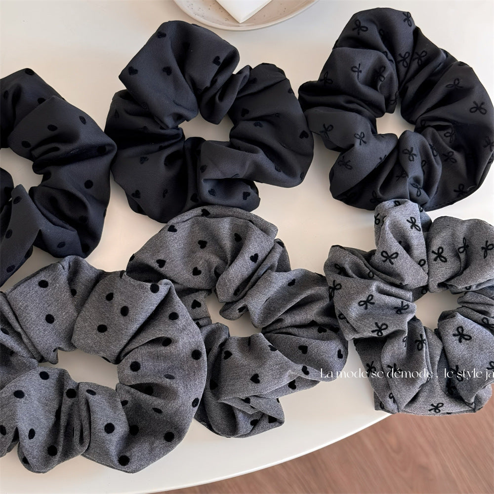 Polka Dot Bow Heart Scrunchie