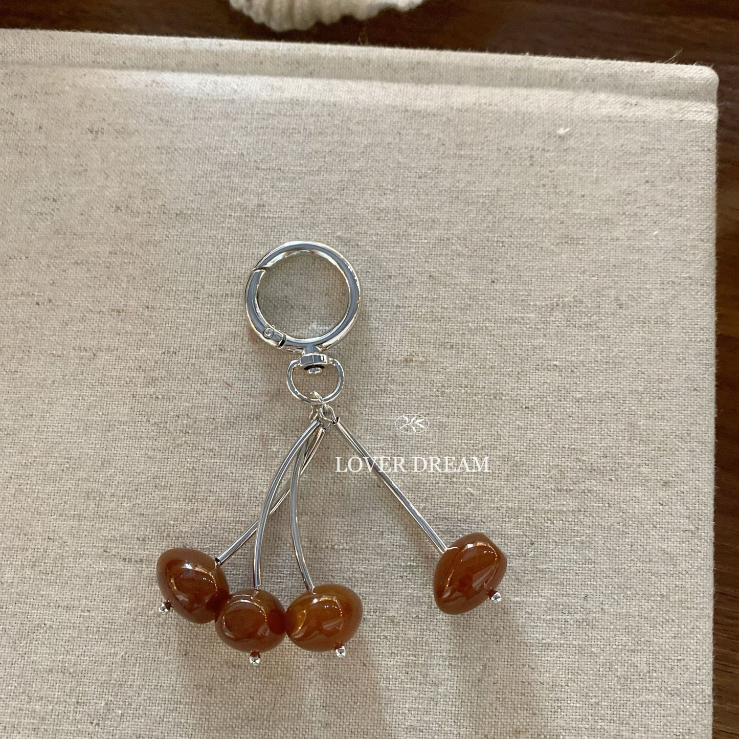 Stone Bead Feather Keychain