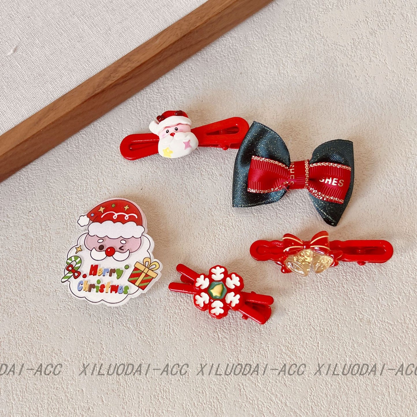 Kids Christmas Santa Hair Clip Set