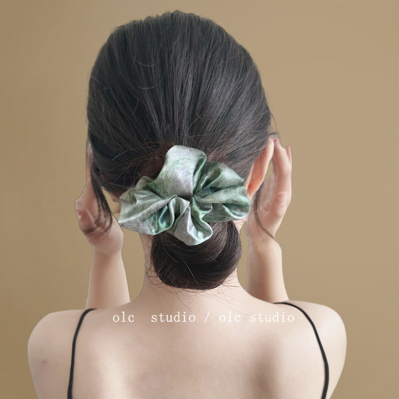 Starry Blue Satin Scrunchie