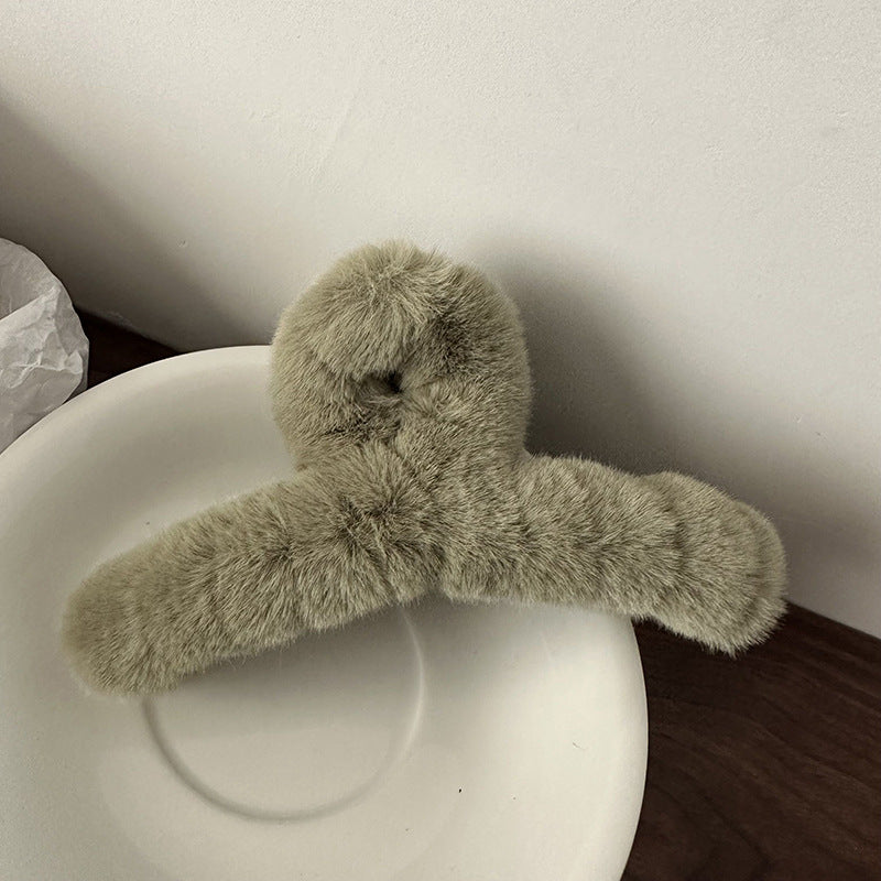 Autumn Winter Plush Wrapped Hair Claw