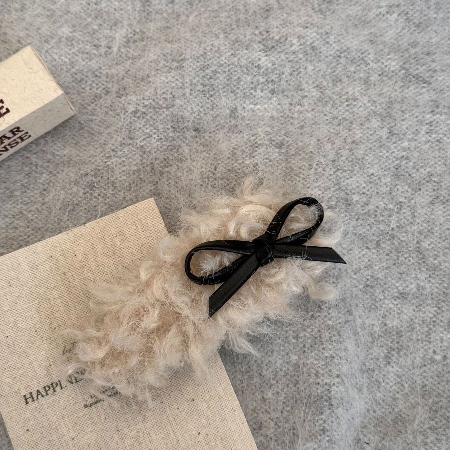 Cute Faux Shearling Bow Hair Clip