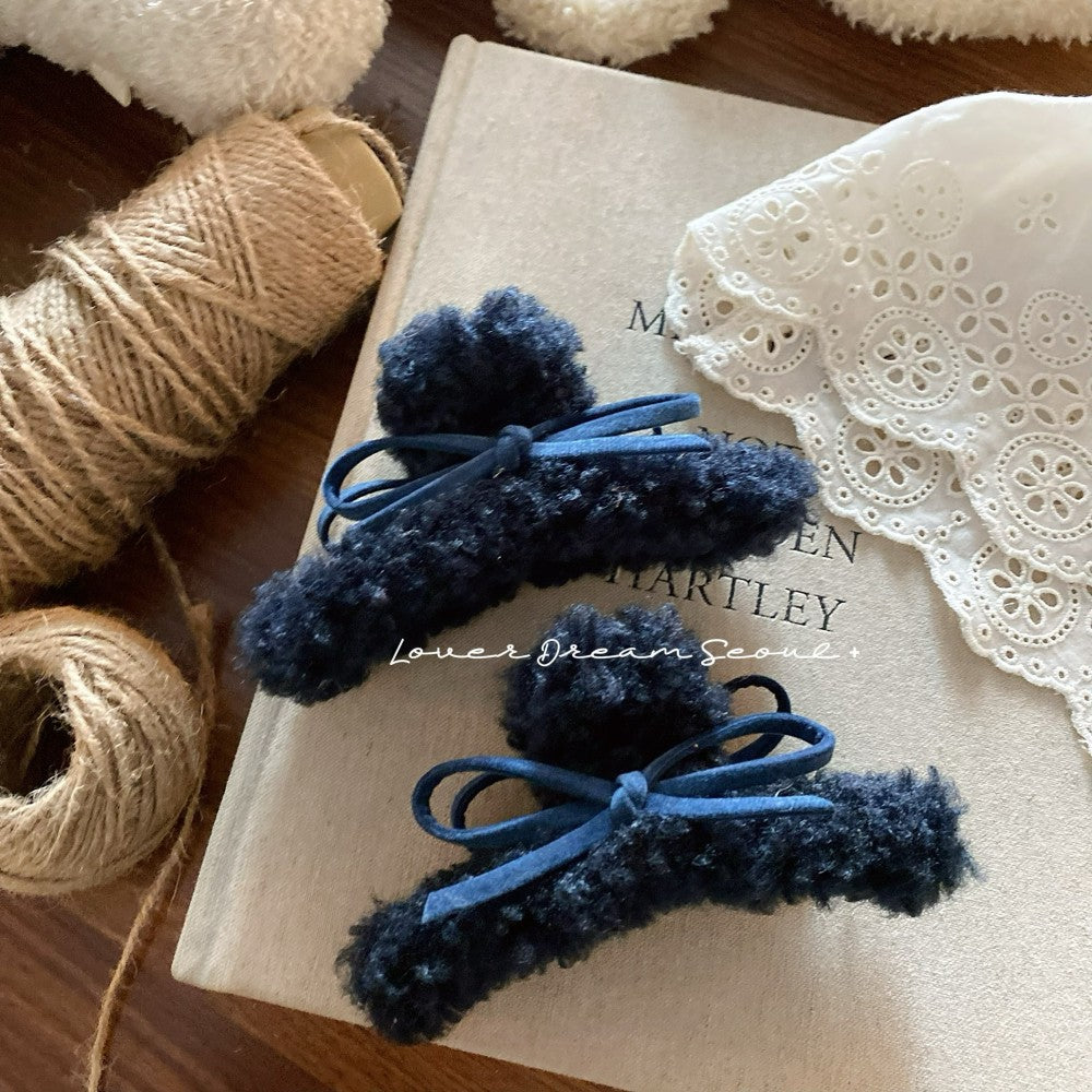 Velvet Bow Plush Hair Clip