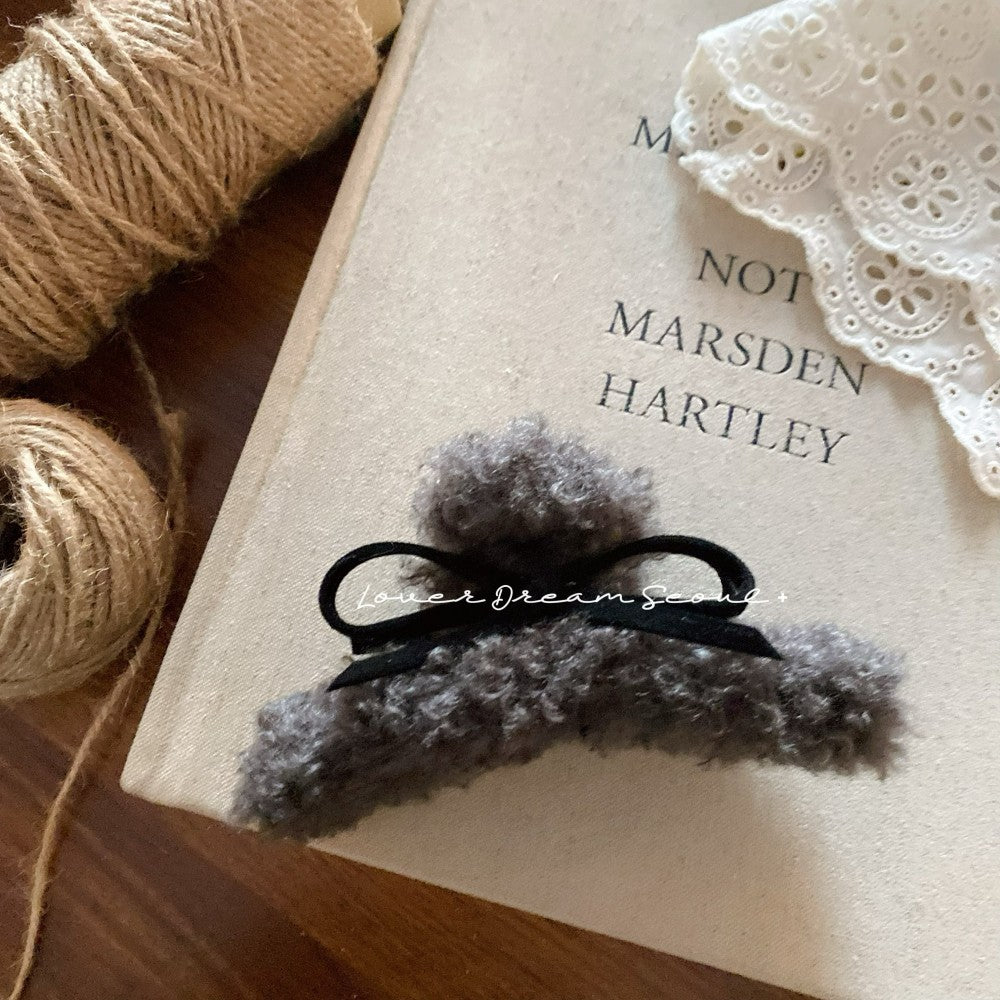 Velvet Bow Plush Hair Clip
