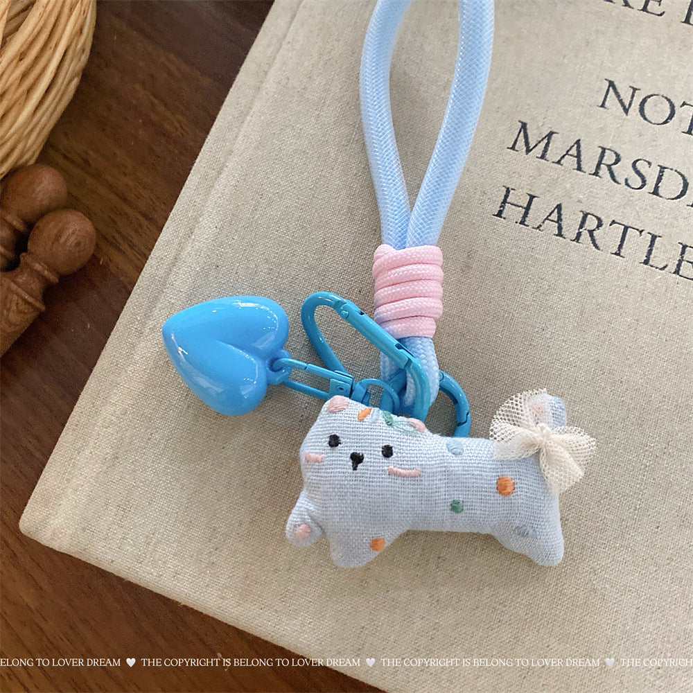 Blue Bear Heart Keychain