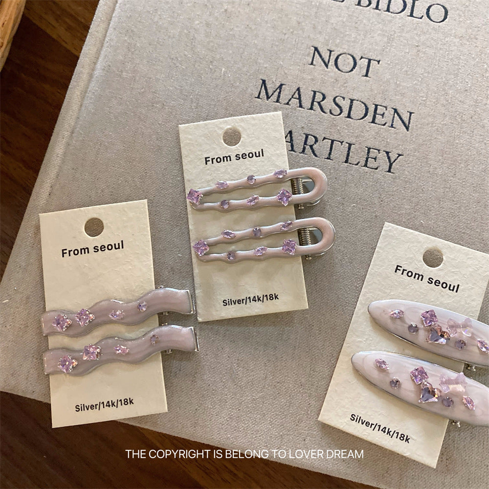 Pink Rhinestone Geometric Hair Clip