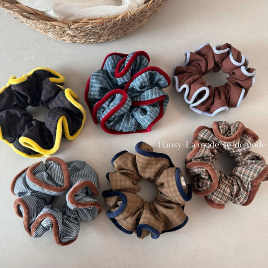 Plaid Fabric Oversized Hair Tie