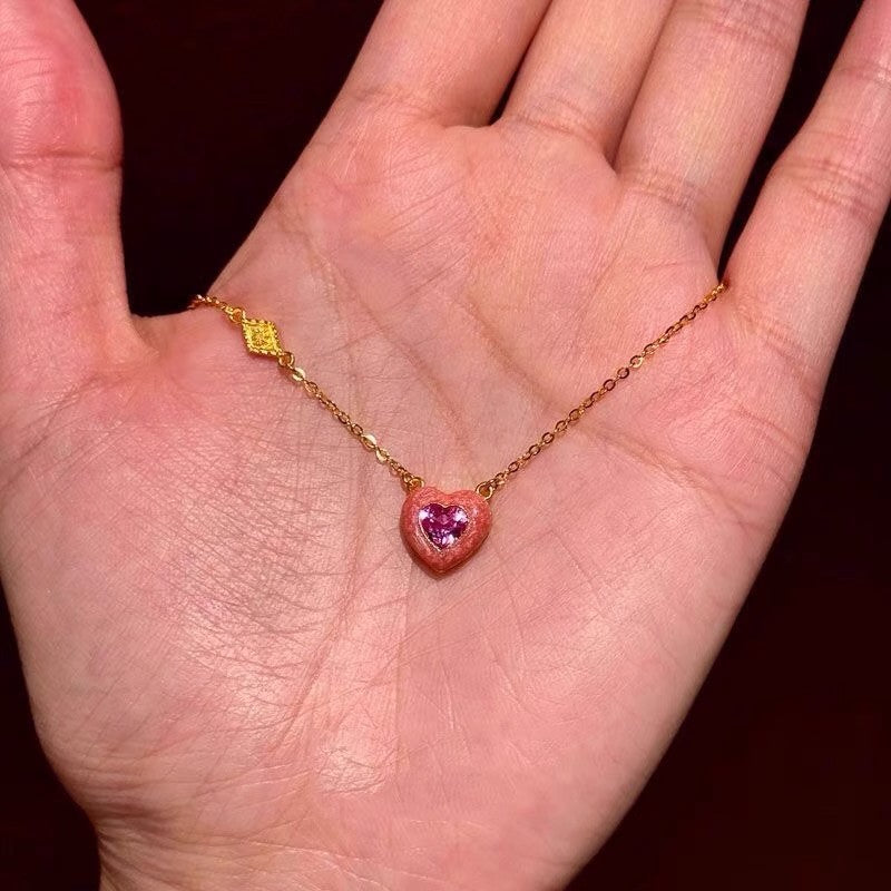 Sweetheart Glow — Pink Heart Pendant Necklace
