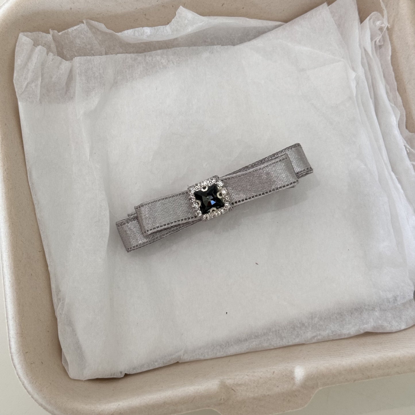 Satin Stone Bow Hair Clip