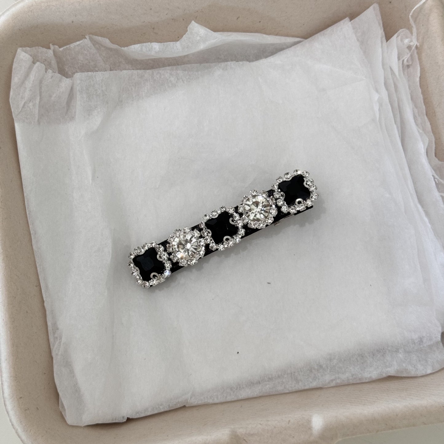 Satin Stone Bow Hair Clip