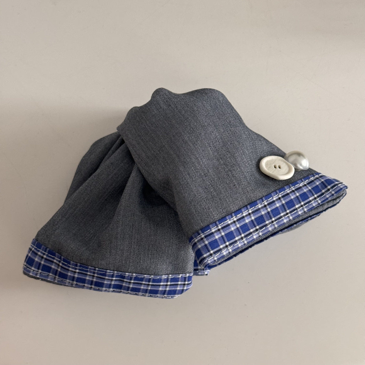 Blue-Gray Lace Plaid Hair Clip & Scrunchie