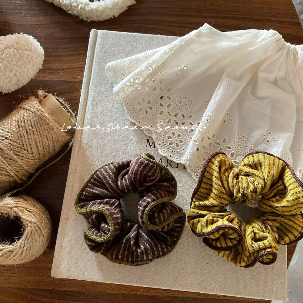 Brown & Ginger Stripe Bow Scrunchie