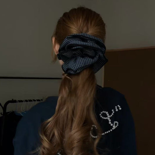 Blue Plaid Oversized Scrunchie