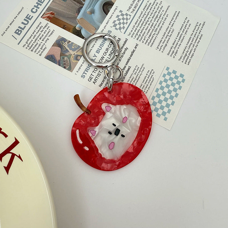 Cat Watermelon Acetate Comb Keychain