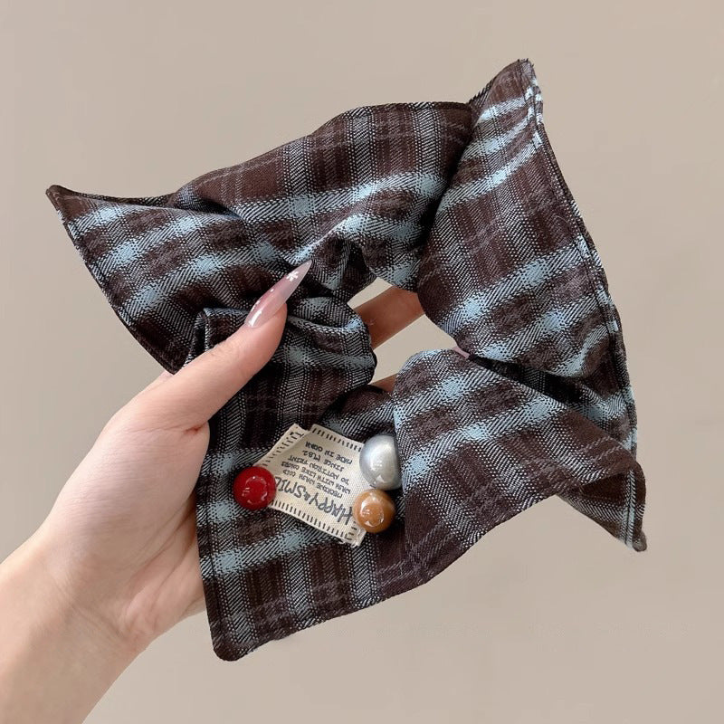 Korean Plaid Scarf Hair Scrunchie