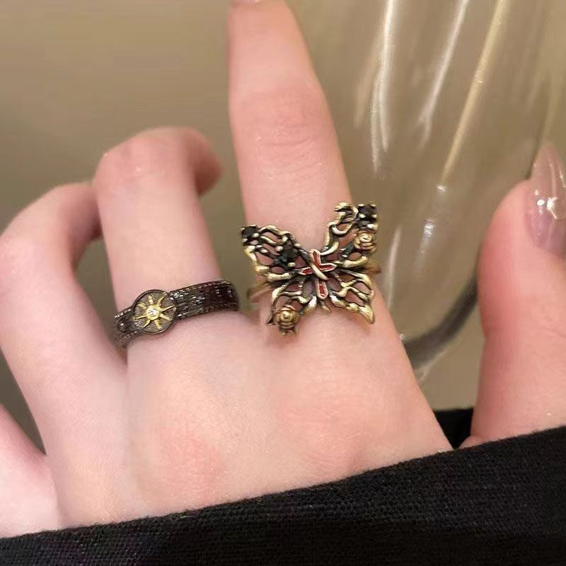 Gothic Butterfly Sunflower Ring