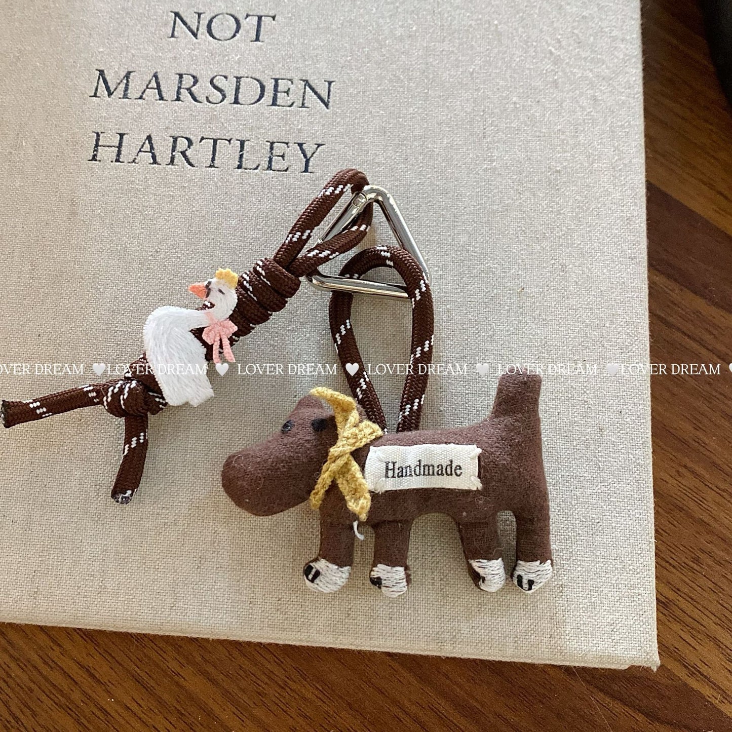 Fuzzy Bear Heart Lanyard Keychain