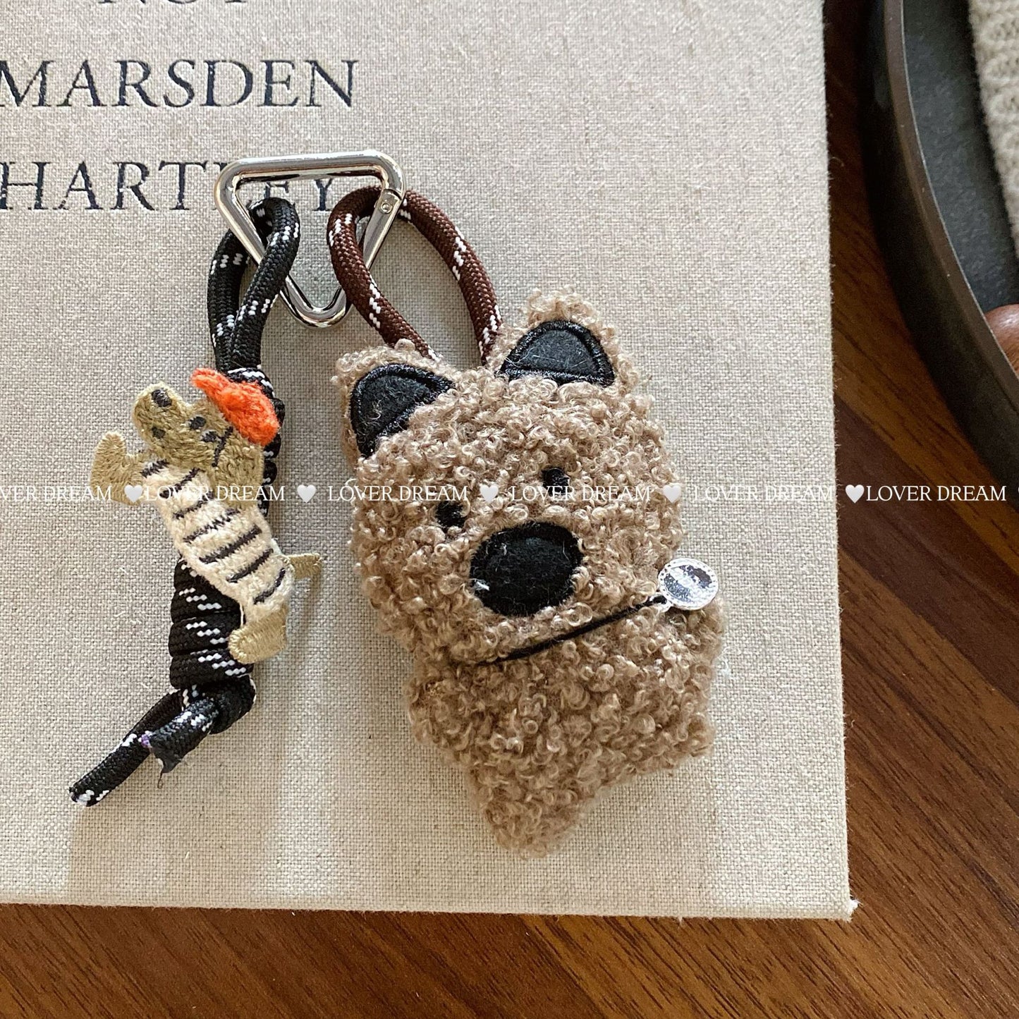 Fuzzy Bear Heart Lanyard Keychain