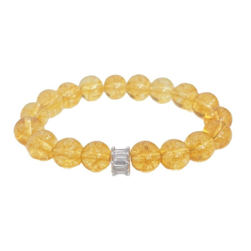 Sunlit Charm — 10mm Yellow Crystal Bead Bracelet