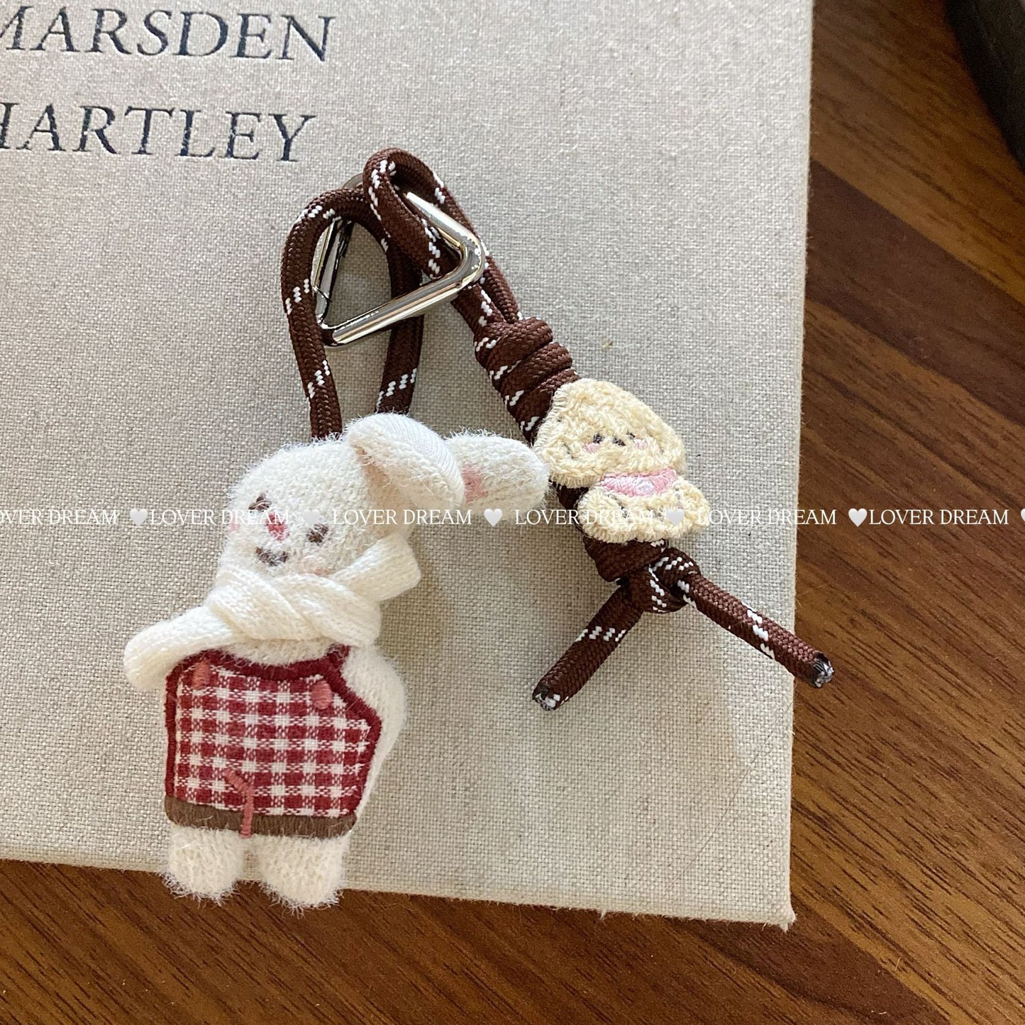 Fuzzy Bear Heart Lanyard Keychain