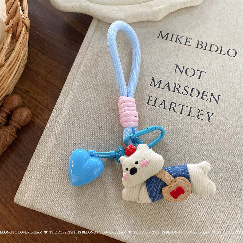 Blue Bear Heart Keychain