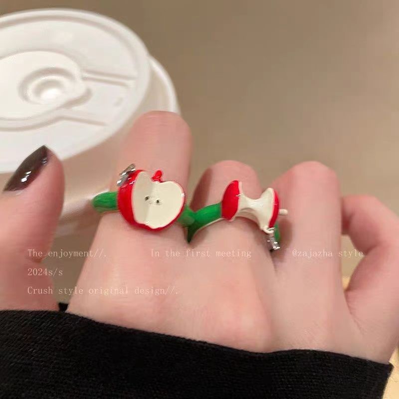 Cute Red Green Apple Ring