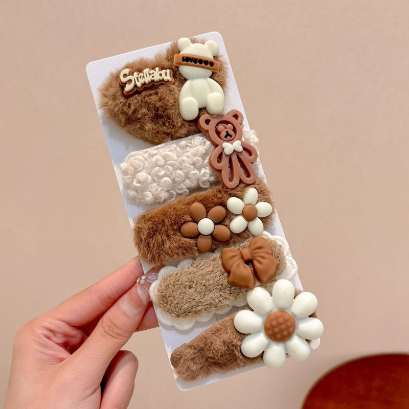 Cream Plush Hair Clip for Kids