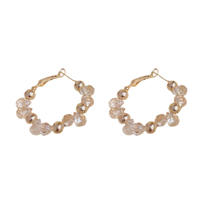 Stellar Orbit — Crystal & Metal Sphere Hoop Earrings