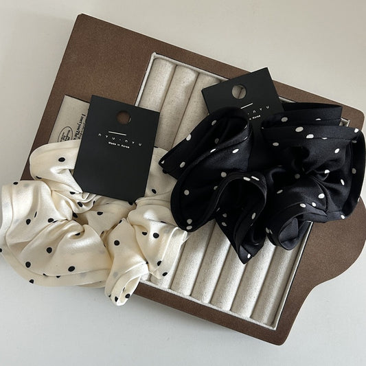 Polka Dot Satin Scrunchie