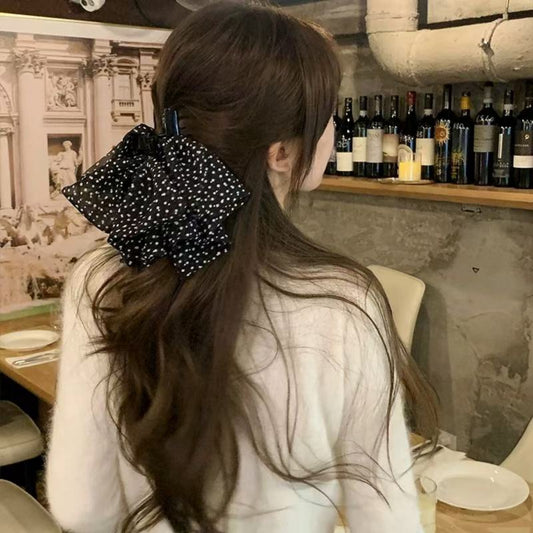 Vintage Polka Dot Bow Hair Claw