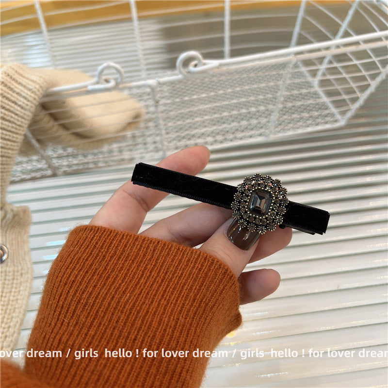 Black Camellia Pearl Bow Hair Clip