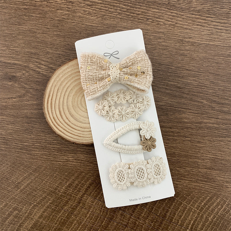 Milk Tea Lace Baby Hair Clip Set