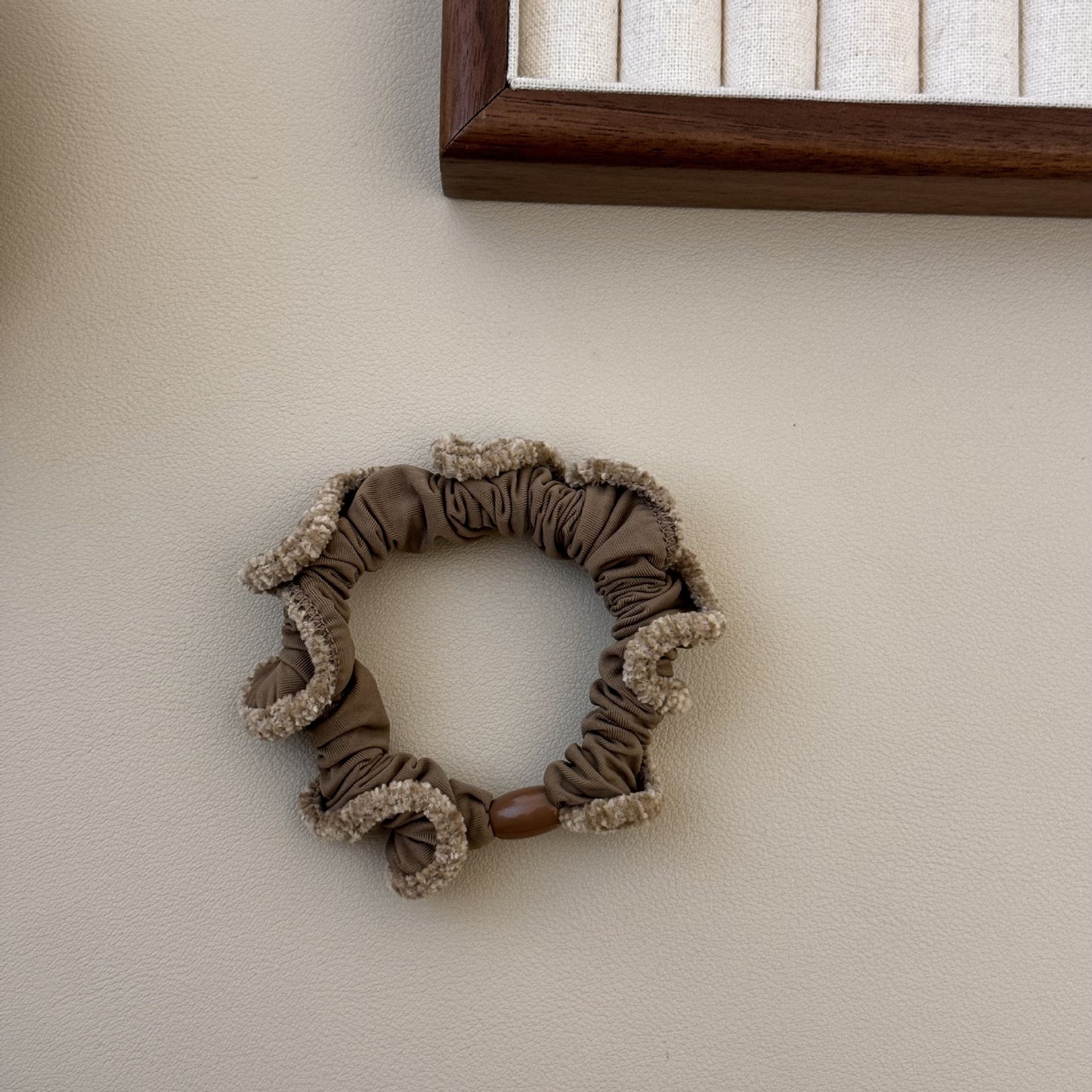 Fuzzy Ruffle Hair Scrunchie