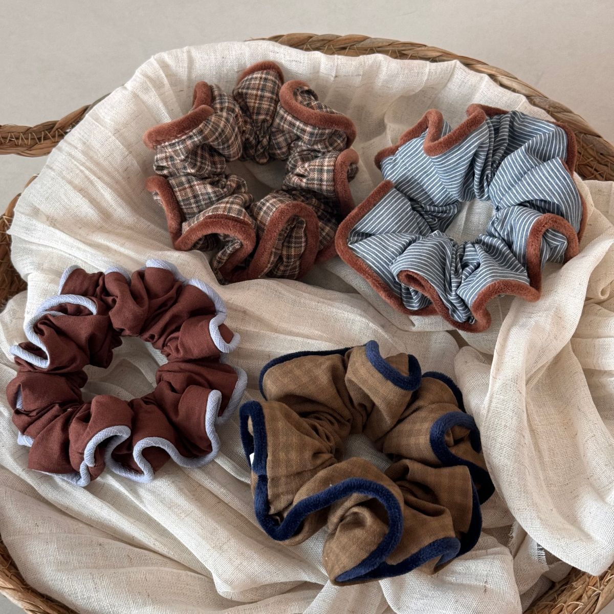 Plaid Fabric Oversized Hair Tie