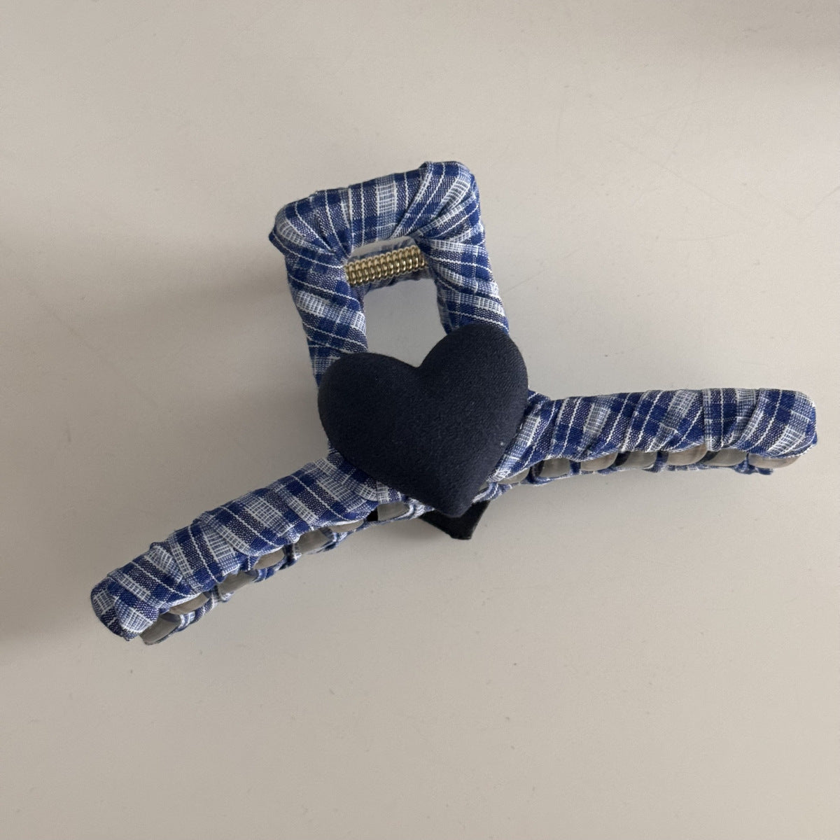 Blue-Gray Lace Plaid Hair Clip & Scrunchie