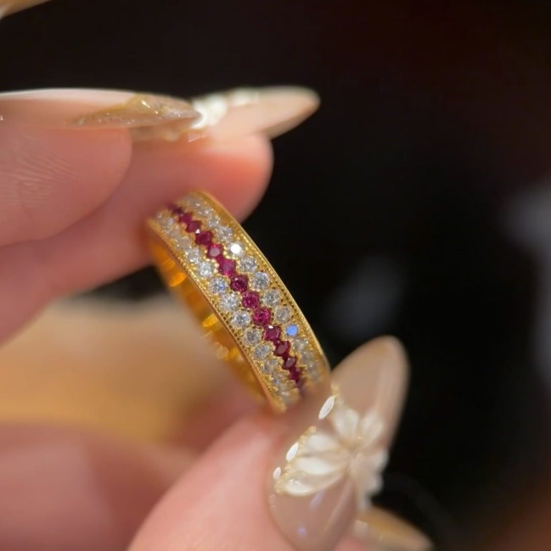 Crimson Elegance — Vintage Ruby Diamond Ring