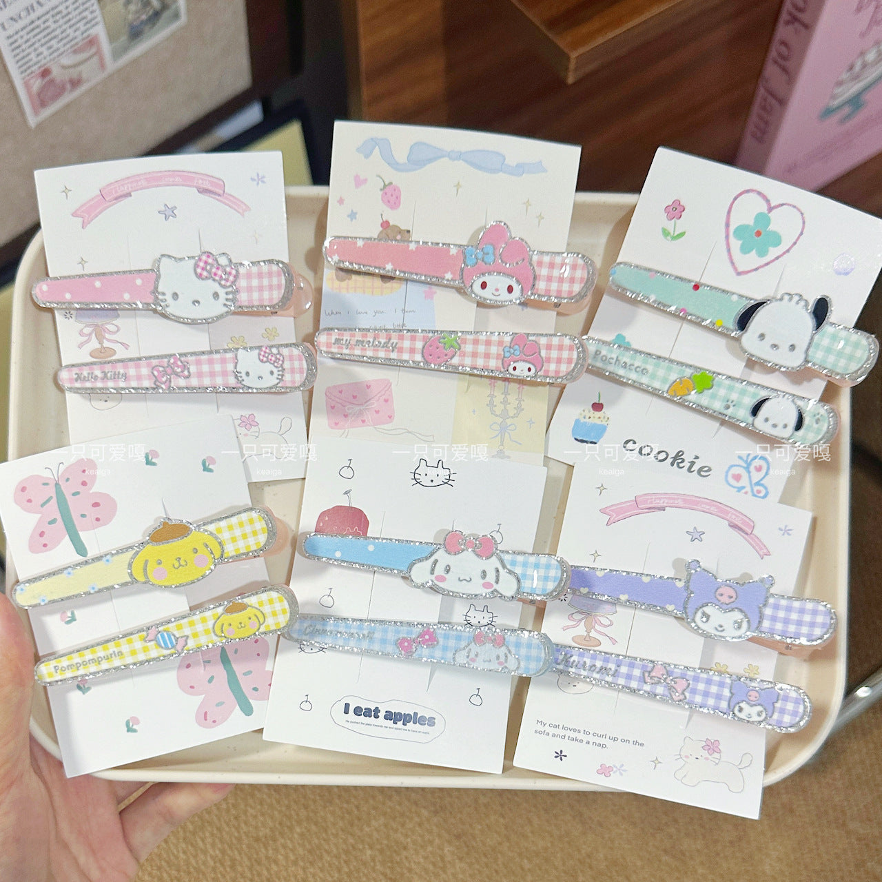 Glitter Sanrio Hair Clip Set